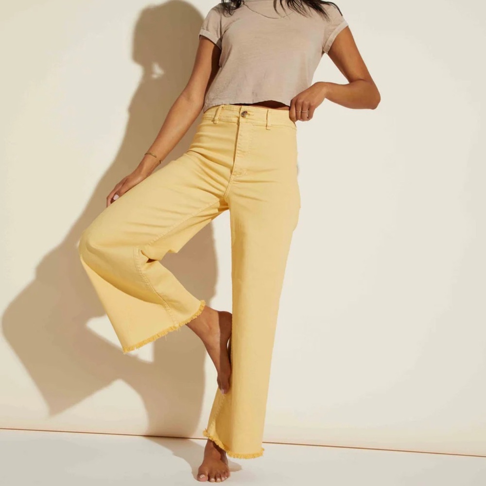 Billabong high rise free fall pant in pale yellow